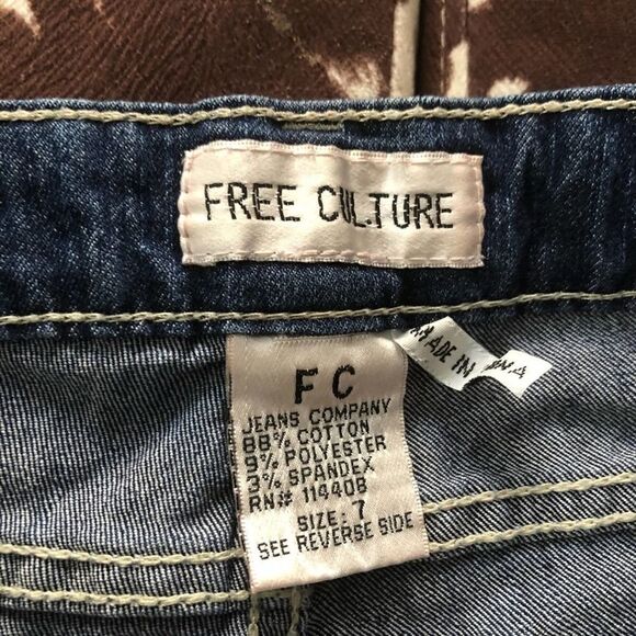 Free Culture Distressed Dark Blue Jean Shorts - Picture 3 of 4